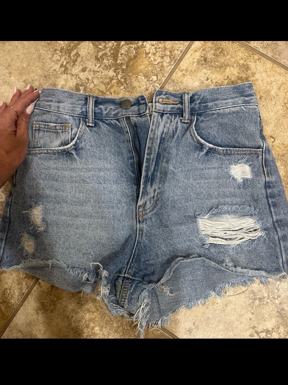 Twelve by Ontwelfth Denim Jean Shorts Women's Medium Blue High Rise Distressed